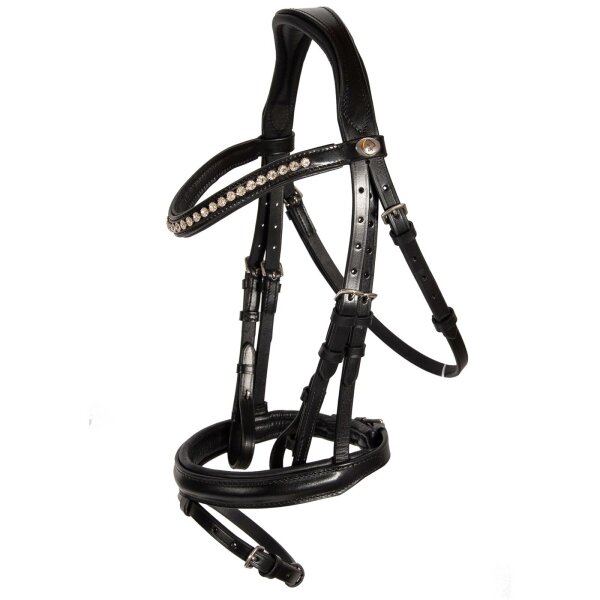 Bridle Wiesbaden black/silver Kristalle black padding Shetty