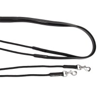 Draw Reins halb Leder/halb Kordel black/silver Cob/Full