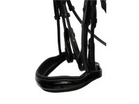 Hans Melzer Horse Equipment Aachen Double Bridle – round-stitched English noseband – Black/Silver – Patent