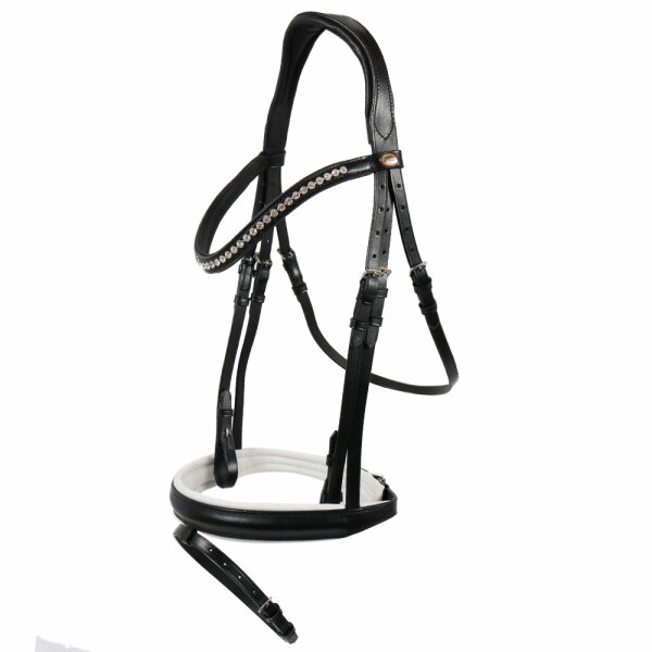 Bridle Wiesbaden black/silver Kristalle white padding FULL